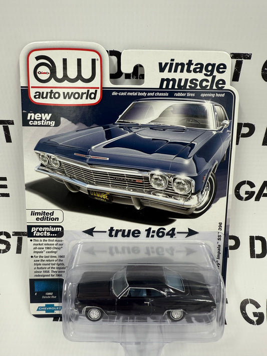 AUTO WORLD 1965 Chevy Impala SS 396 Blue 1:64 Diecast Vintage Muscle
