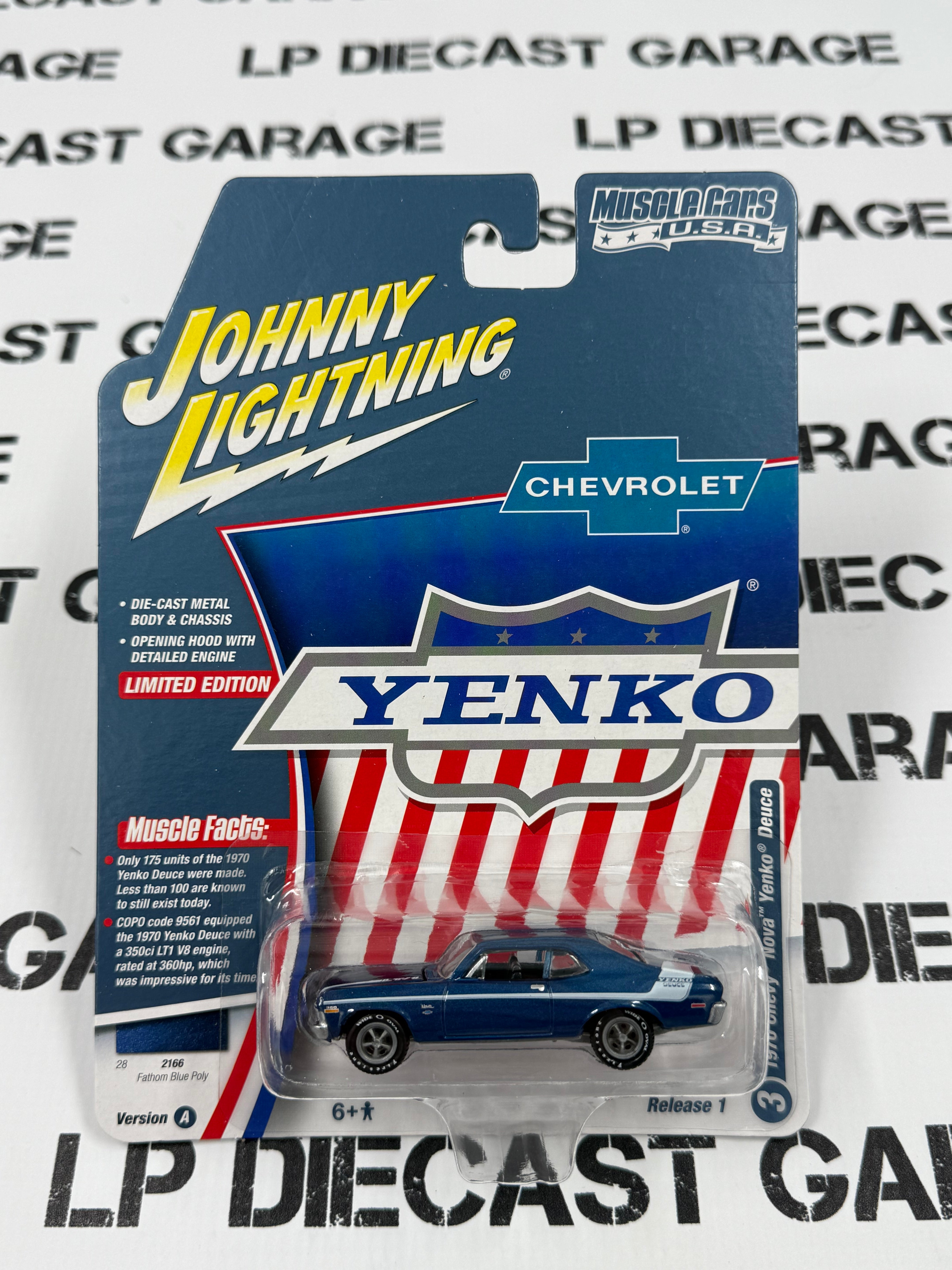 JOHNNY LIGHTNING 1970 Chevy Nova Yenko Blue 1:64 Diecast Muscle