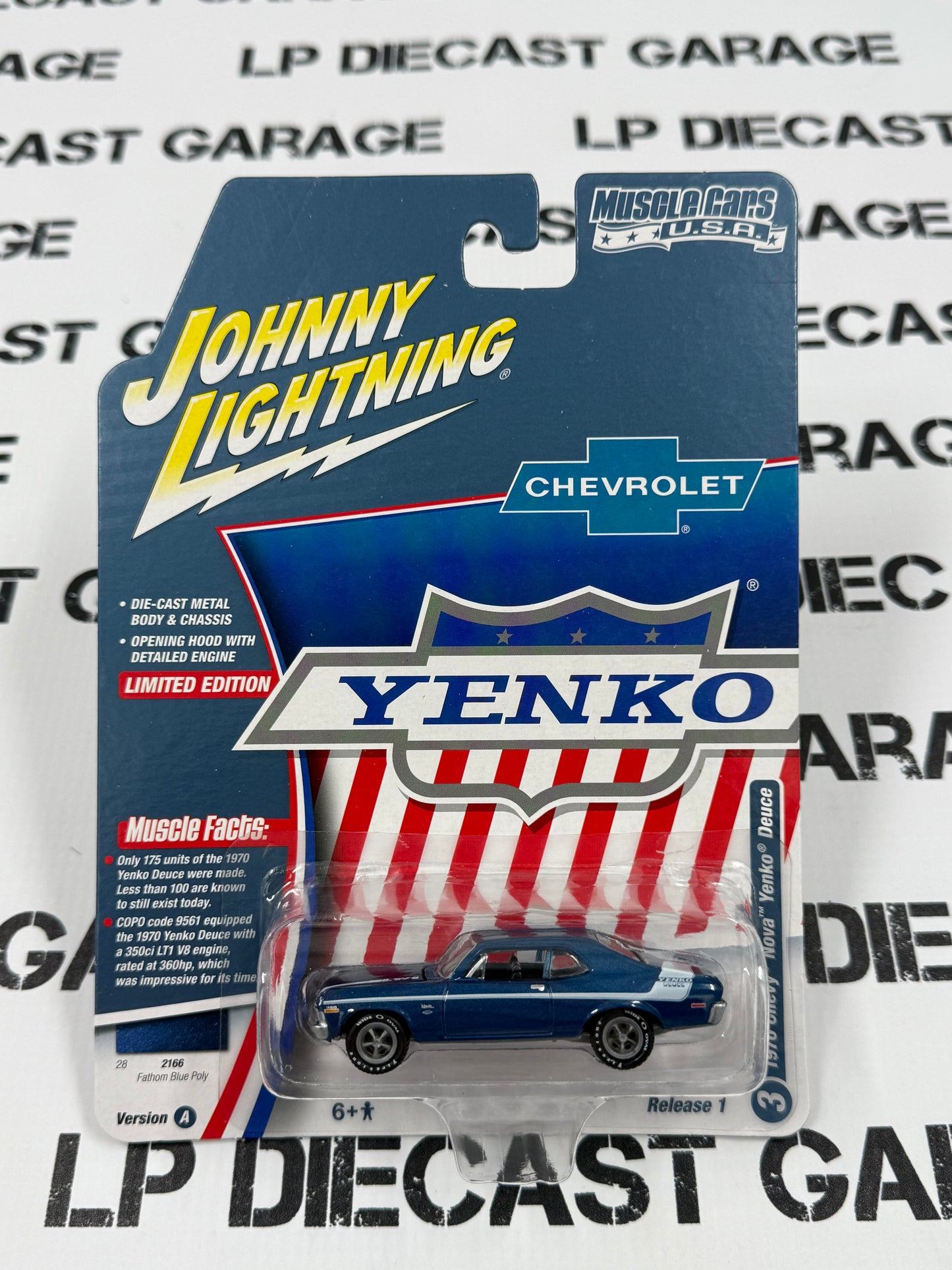 JOHNNY LIGHTNING 1970 Chevy Nova Yenko Blue 1:64 Diecast Muscle Cars USA