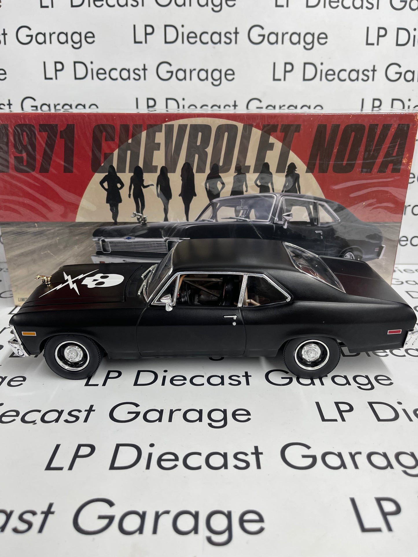 GMP 1971 Chevrolet Nova Death Proof Matte Black 1:18 Diecast 18925