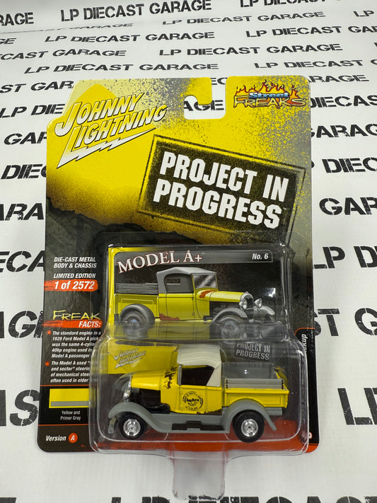 JOHNNY LIGHTNING 1929 Ford Model A Pickup Yellow Primer Project 1:64 Diecast Street Freaks