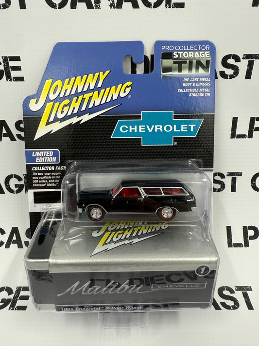 JOHNNY LIGHTNING 1965 Chevrolet Malibu Wagon Black 1:64 Diecast Collector Tins