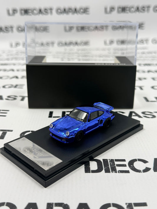 MASTER Porsche 911 Turbo Black Bird Blue Chrome Electroplated 1:64 Diecast