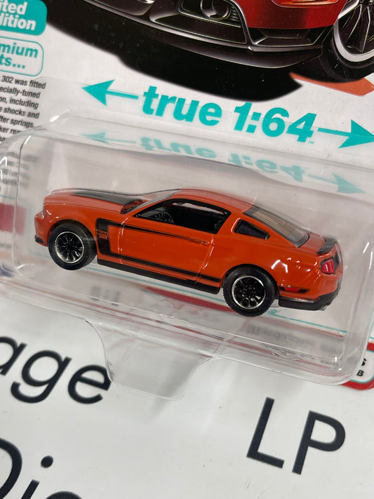 AUTO WORLD 2012 Ford Mustang Boss 302 Orange 1:64 Diecast Modern Muscle