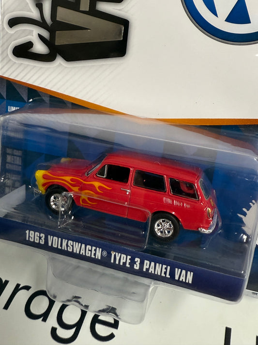 GREENLIGHT 1963 Volkswagen Type 3 Panel Van Red 1:64 Diecast Club V-Dub