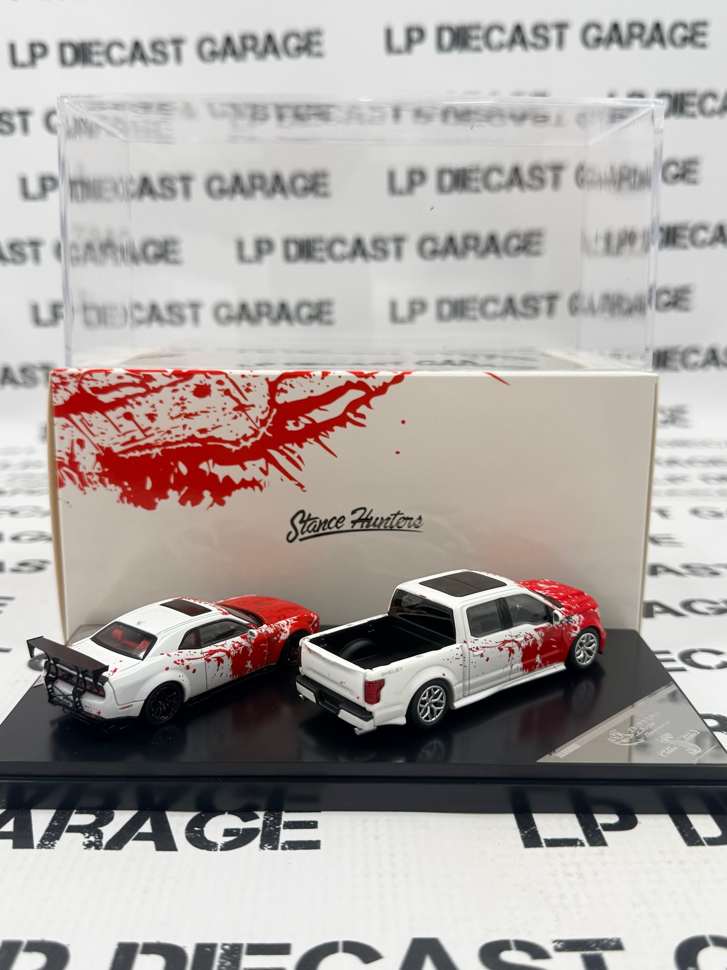 STANCE HUNTERS Dodge Challenger SRT Hellcat & Shelby Truck 1:64 Diecast HEC Exclusive