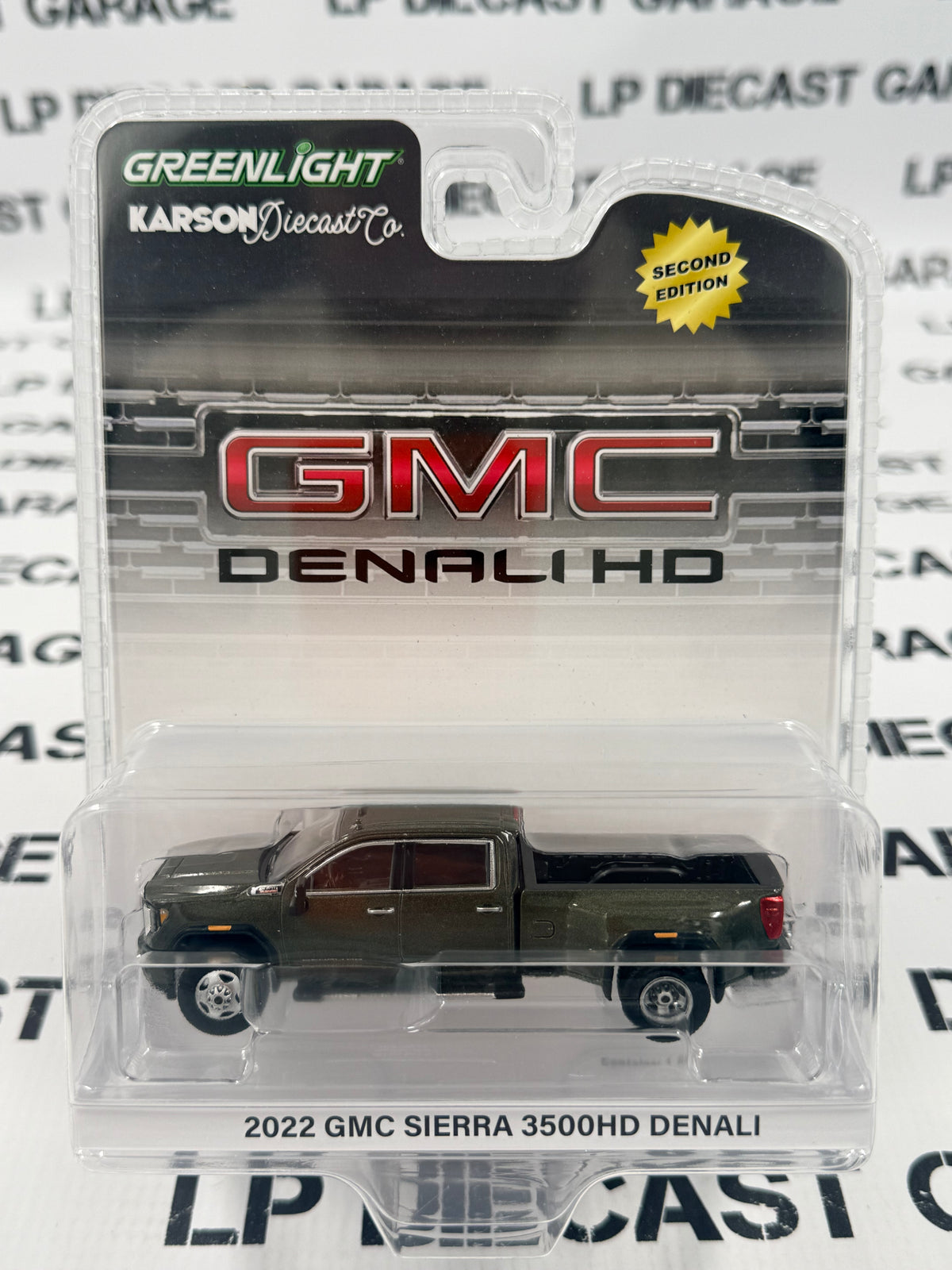 GREENLIGHT 2022 GMC Sierra 3500HD Denali Forest Green Dually 1:64 Diecast Exclusive