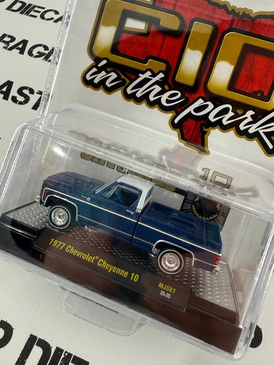 M2 1977 Chevrolet Cheyenne 10 Blue 1:64 Diecast C10s in the Park