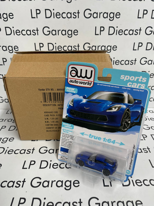 AUTO WORLD 2019 Chevy Corvette Z06 Blue 1:64 Diecast CASE OF 6PCS