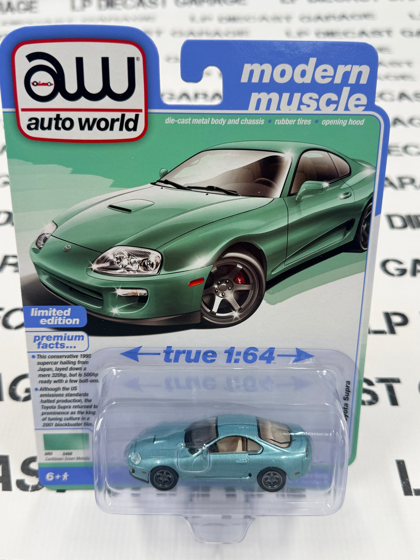 AUTO WORLD 1998 Toyota Supra Caribbean Green 1:64 Diecast Modern Muscle
