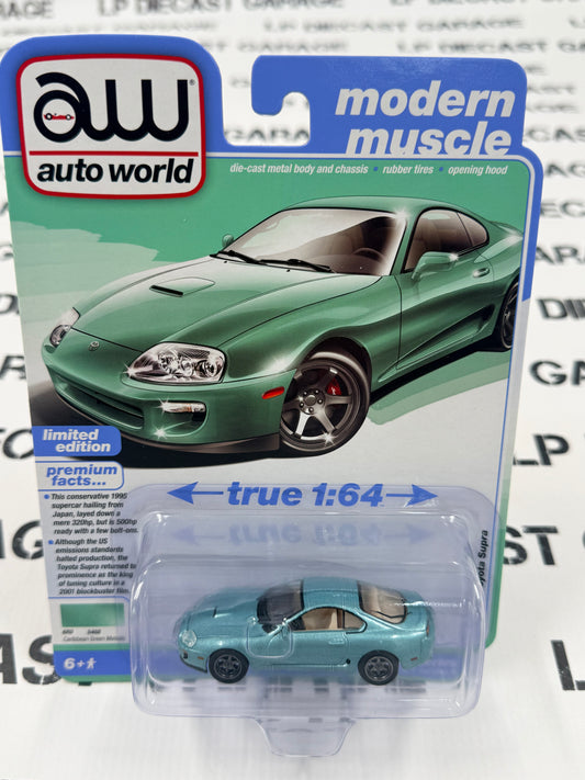AUTO WORLD 1998 Toyota Supra Caribbean Green 1:64 Diecast Modern Muscle