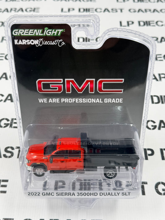GREENLIGHT 2022 GMC Sierra 3500HD Dump Truck Red 1:64 Diecast Karson Exclusive