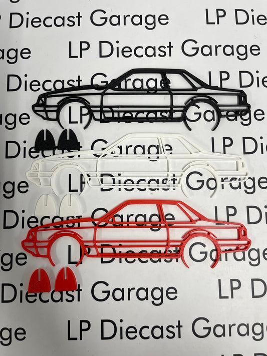 3D Printed Customs 87-93 Ford Mustang LX Coupe Silhouette Black 9" Not Diecast