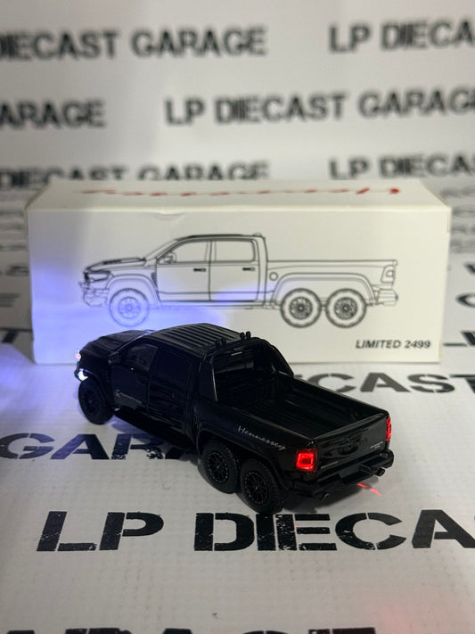 MODEL TRUCK 2022 Ram TRX Mammoth Hennessey 6X6 Truck Black 1:64 Diecast w/ LED Lights