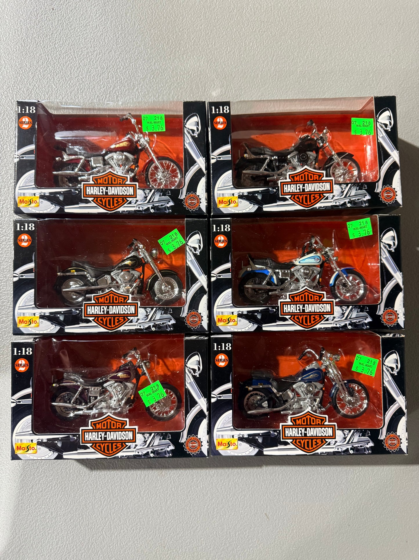 MAISTO Harley Davidson Motorcycle Series 2 Set of 6pcs 1:18 Diecast