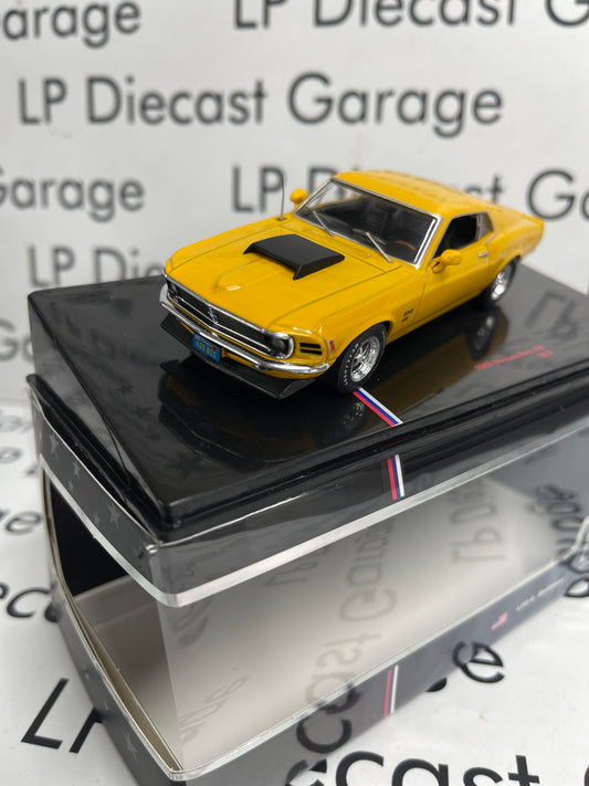 IXO Models 1970 Ford Mustang Boss 429 Yellow 1:43 Diecast USA Model