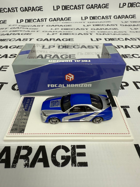 FOCAL HORIZON Nissan Skyline GT-R R34 Blue & Silver 1:64 Diecast Ghost Player