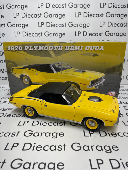 ACME 1970 Plymouth Hemi Cuda Convertible Yellow 1:18 Diecast A1806129