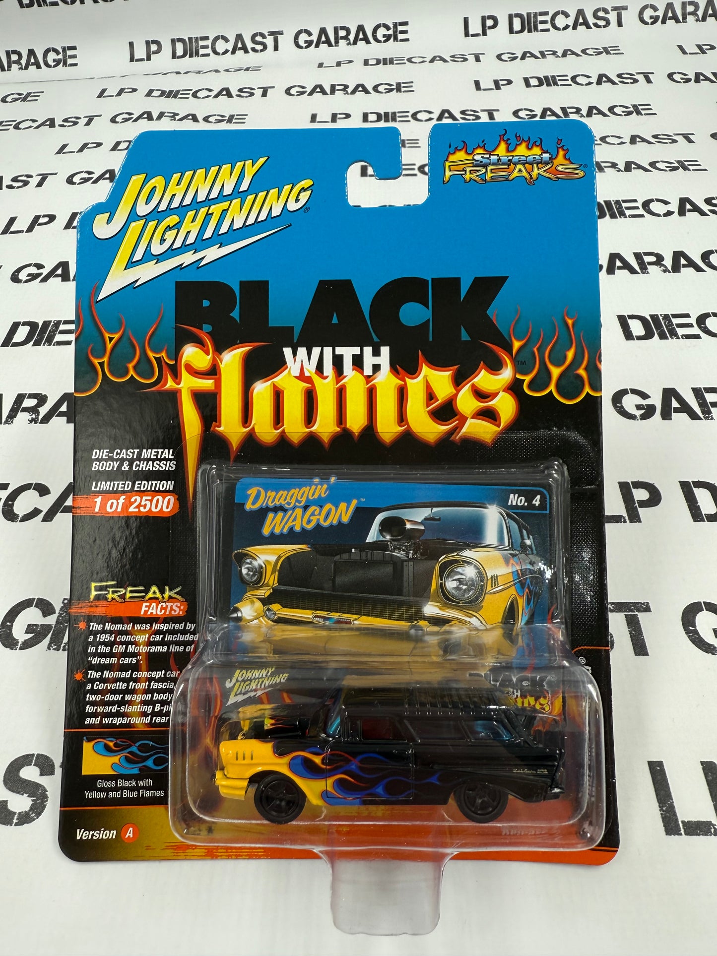 JOHNNY LIGHTNING 1957 Chevy Nomad Blue Flames 1:64 Diecast Street Freaks