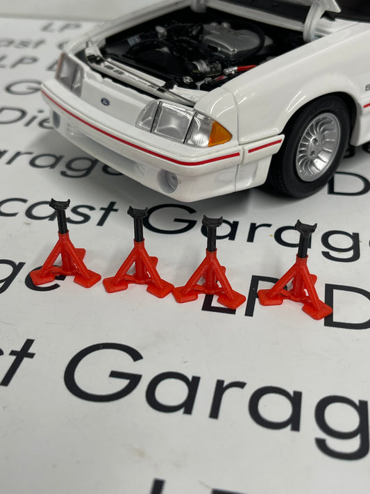 3D Printed Customs Set of 4 Red Jack Stands for 1:18 Scale Diecast