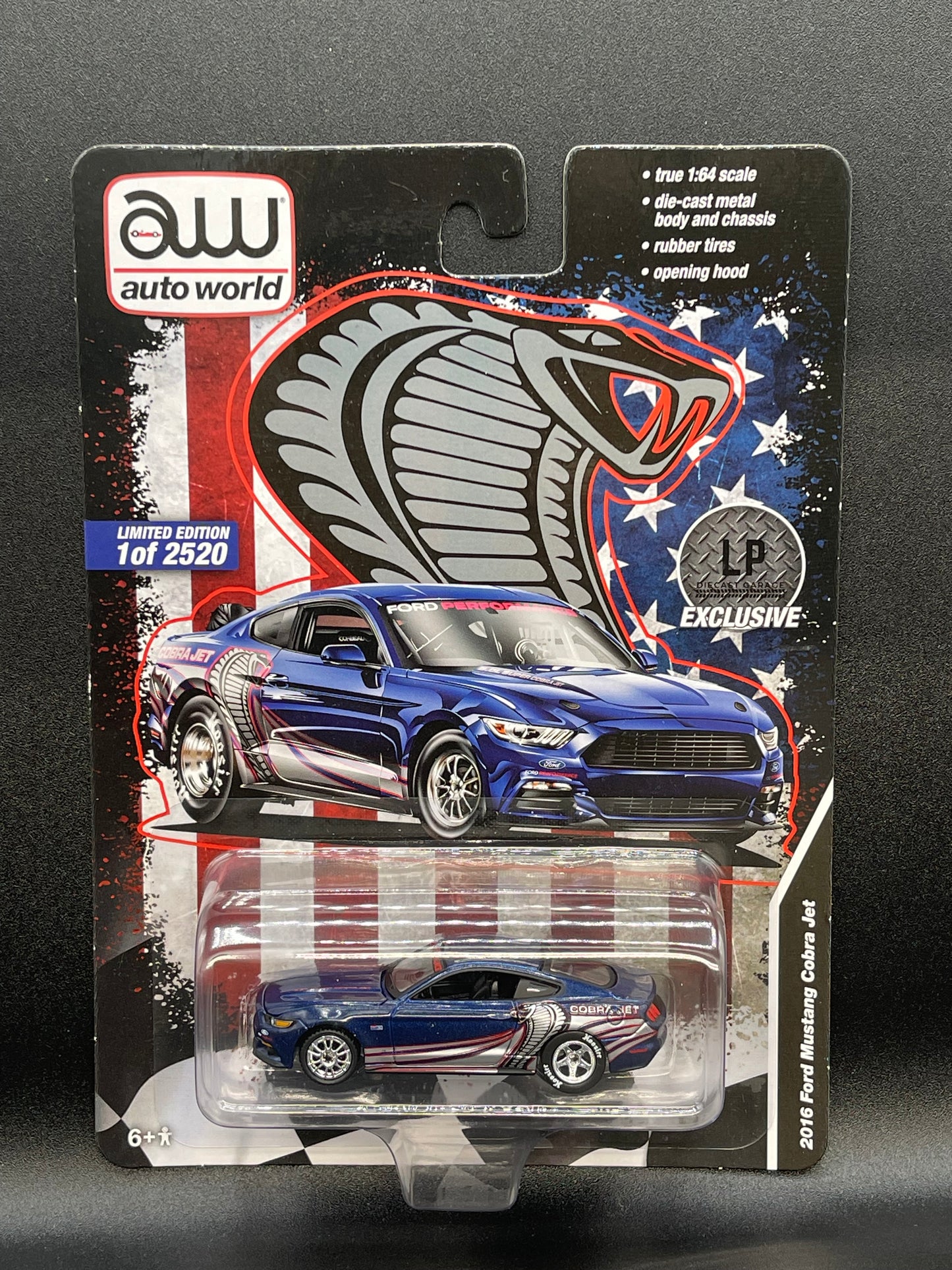 AUTO WORLD 2016 Ford Mustang Cobra Jet Blue LP Exclusive 1:64 Diecast Promo
