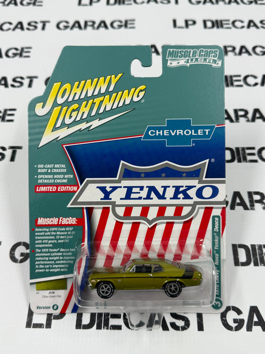 JOHNNY LIGHTNING 1970 Chevy Nova Yenko Green 1:64 Diecast Muscle Cars USA