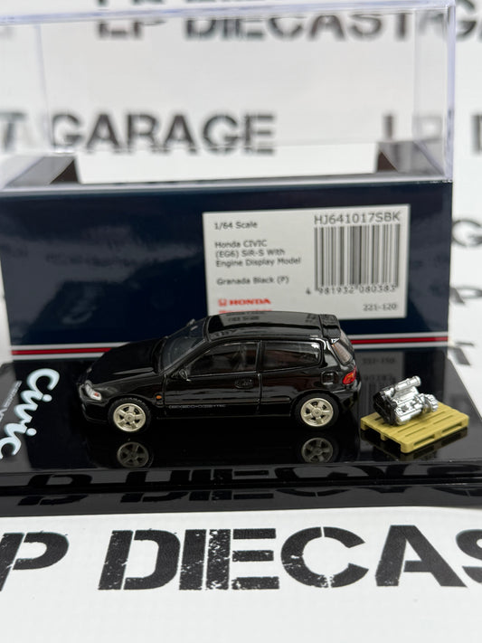 HOBBY JAPAN Honda Civic EG6 SiR-S w/ Engine Granada Black 1:64 Diecast