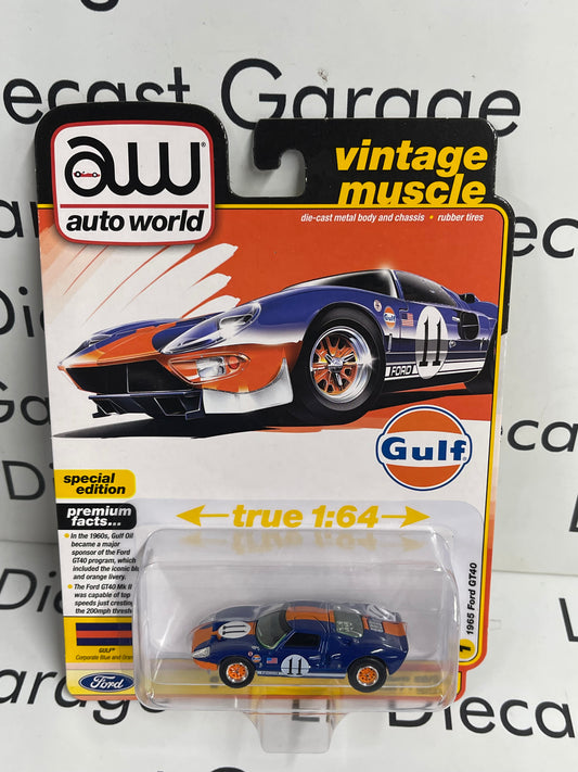 AUTO WORLD 1965 Ford GT40 Gulf Dark Blue 1:64 Diecast Vintage Muscle