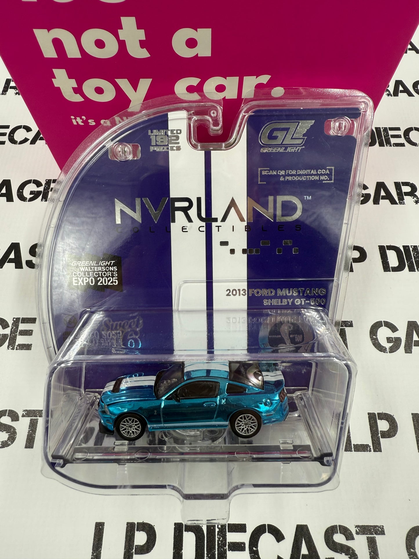 GREENLIGHT 2013 Ford Mustang GT500 Blue 1:64 Diecast 2025 Expo NVRLand Exclusive