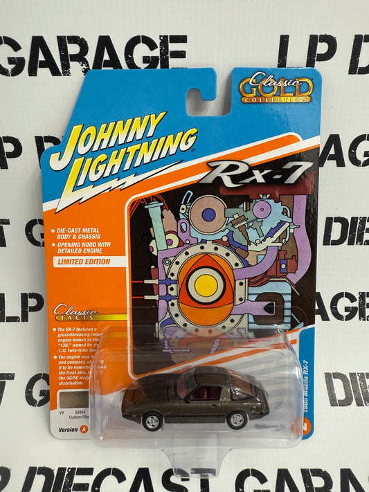JOHNNY LIGHTNING 1985 Mazda RX-7 Custom Silver 1:64 Diecast Classic Gold