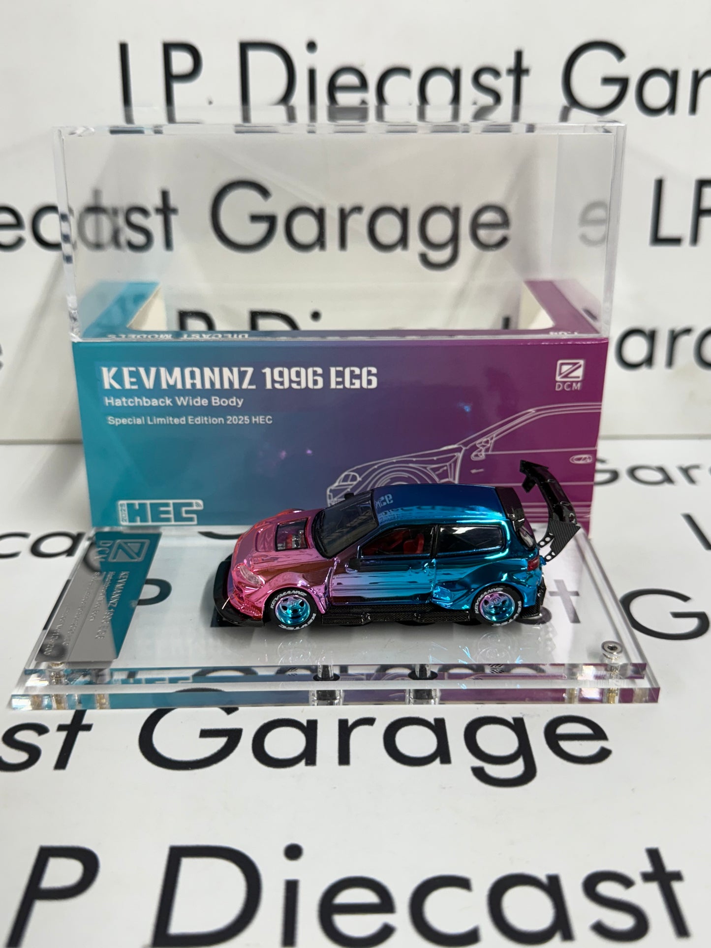 DCM 1996 Honda Civic EG6 Kevvmanz Blue/ Pink Chrome 1:64 Diecast HEC 2025