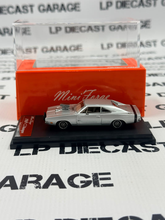 MINI FORGE 1969 Dodge Charger R/T Silver w/ Blower 1:64 Diecast