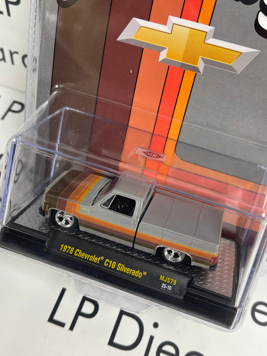 M2 1978 Chevrolet C10 Silverado Gray w/ Stripes 1:64 Diecast MiJo