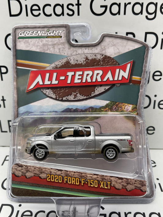 GREENLIGHT 2020 Ford F-150 XLT Iconic Silver with Mud Spray Truck All Terrain 1:64 Diecast