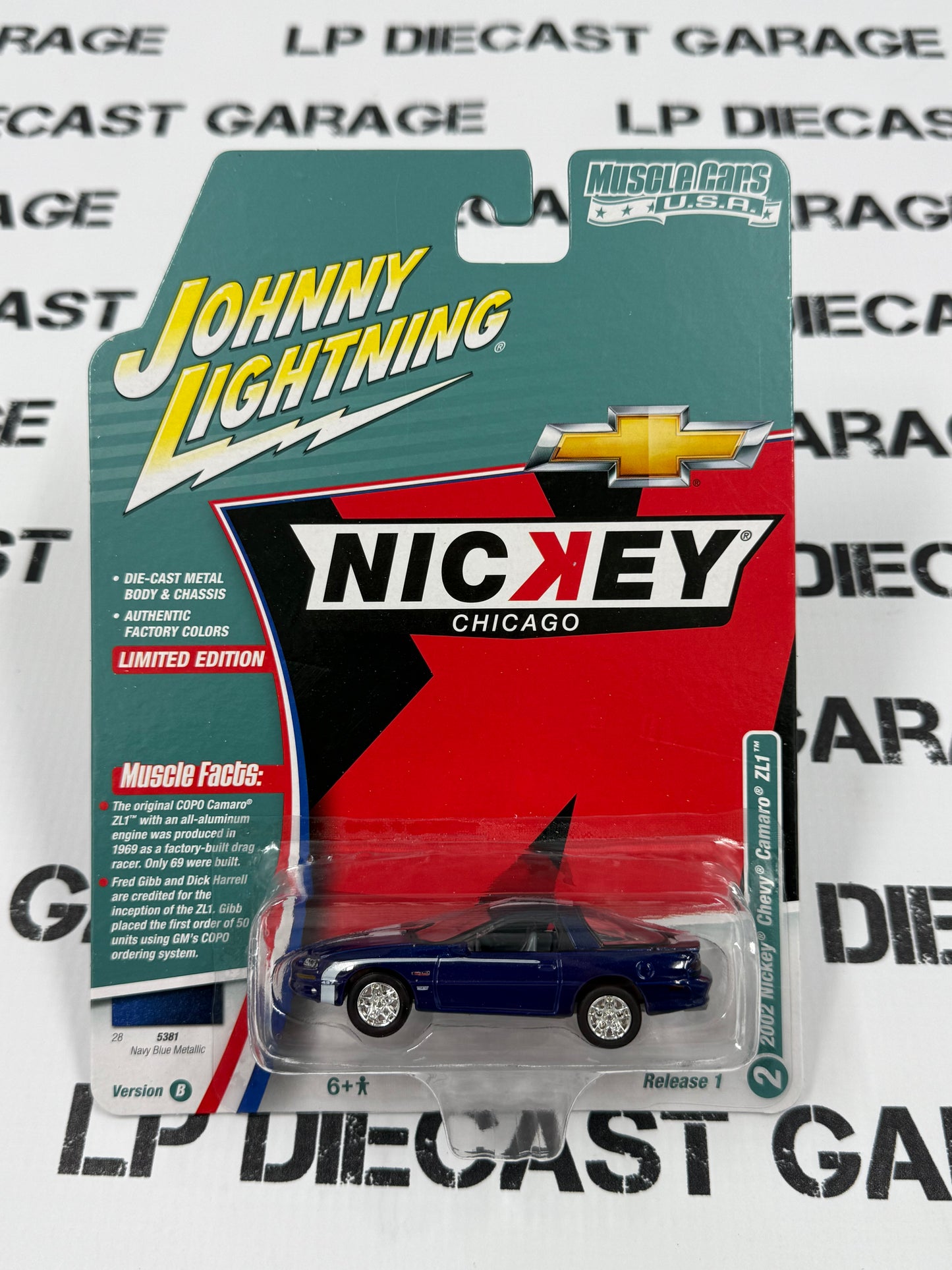 JOHNNY LIGHTNING 2002 Chevrolet Camaro ZL1 Blue 1:64 Diecast Muscle Cars USA