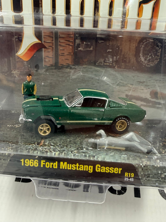 M2 Diorama 1966 Ford Mustang Gasser Green 1:64 Diecast w/ Figures