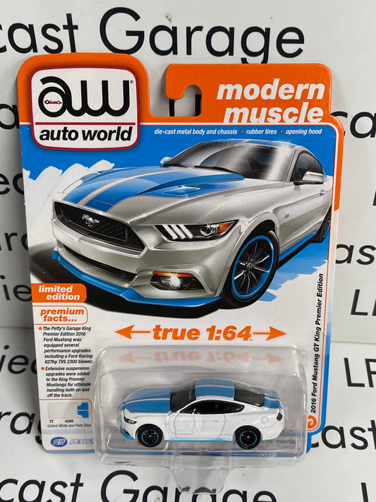 AUTO WORLD 2016 Ford Mustang GT White Petty 1:64 Diecast Modern Muscle