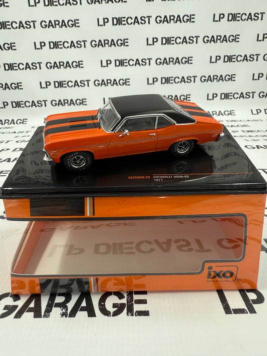 IXO Models 1971 Chevrolet Nova SS Orange w/ Stripes 1:43 Diecast