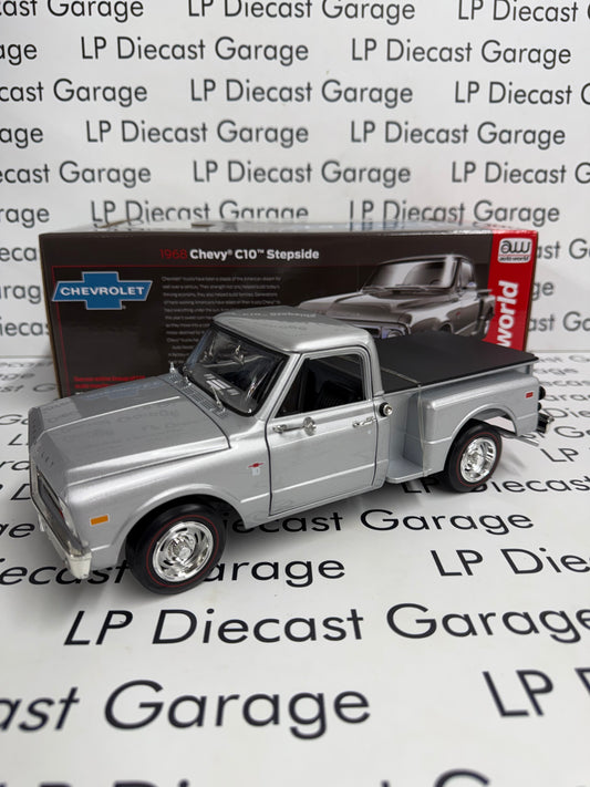 AUTO WORLD 1968 Chevy C10 Stepside Silver Short Bed 1:18 Diecast
