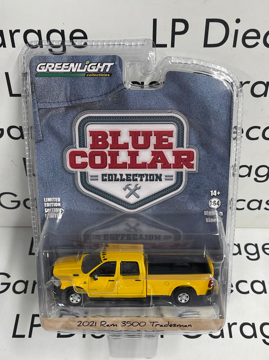 GREENLIGHT 2021 Ram 3500 Tradesman Yellow 1:64 Diecast Blue Collar