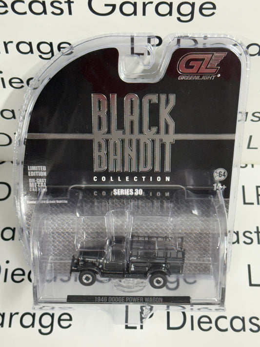 CHROME CHASE GREENLIGHT 1946 Dodge Power Wagon Fire Truck 1:64 Diecast Black Bandit