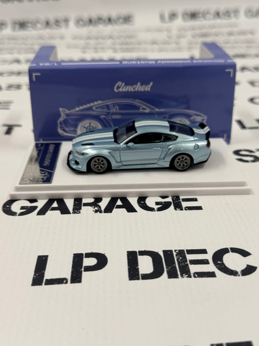 LIBERTY64 Ford Mustang Clinched Light Blue w/ White Stripes 1:64 Diecast Ghost Player