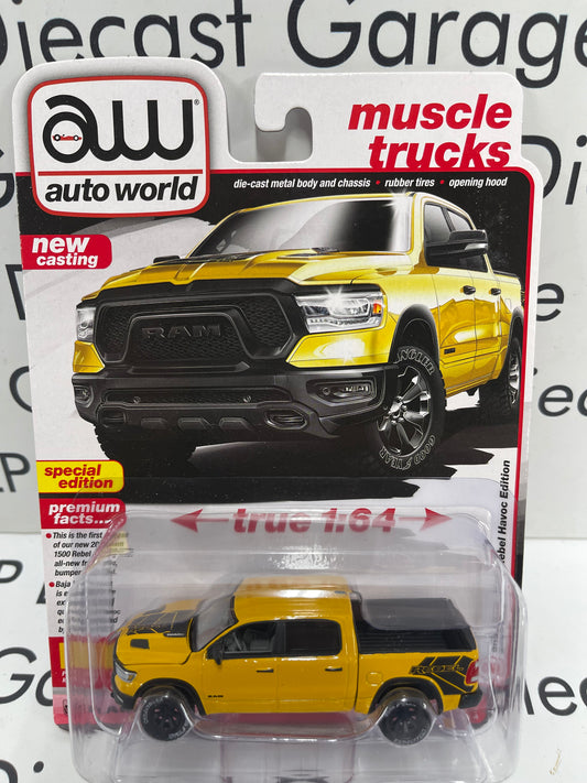 AUTO WORLD 2023 Ram 1500 Rebel Havoc Edition Baja Yellow 1:64 Diecast Muscle Trucks