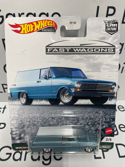 HOT WHEELS '64 Chevy Nova Panel Blue Fast Wagons Car Culture 1:64 Diecast