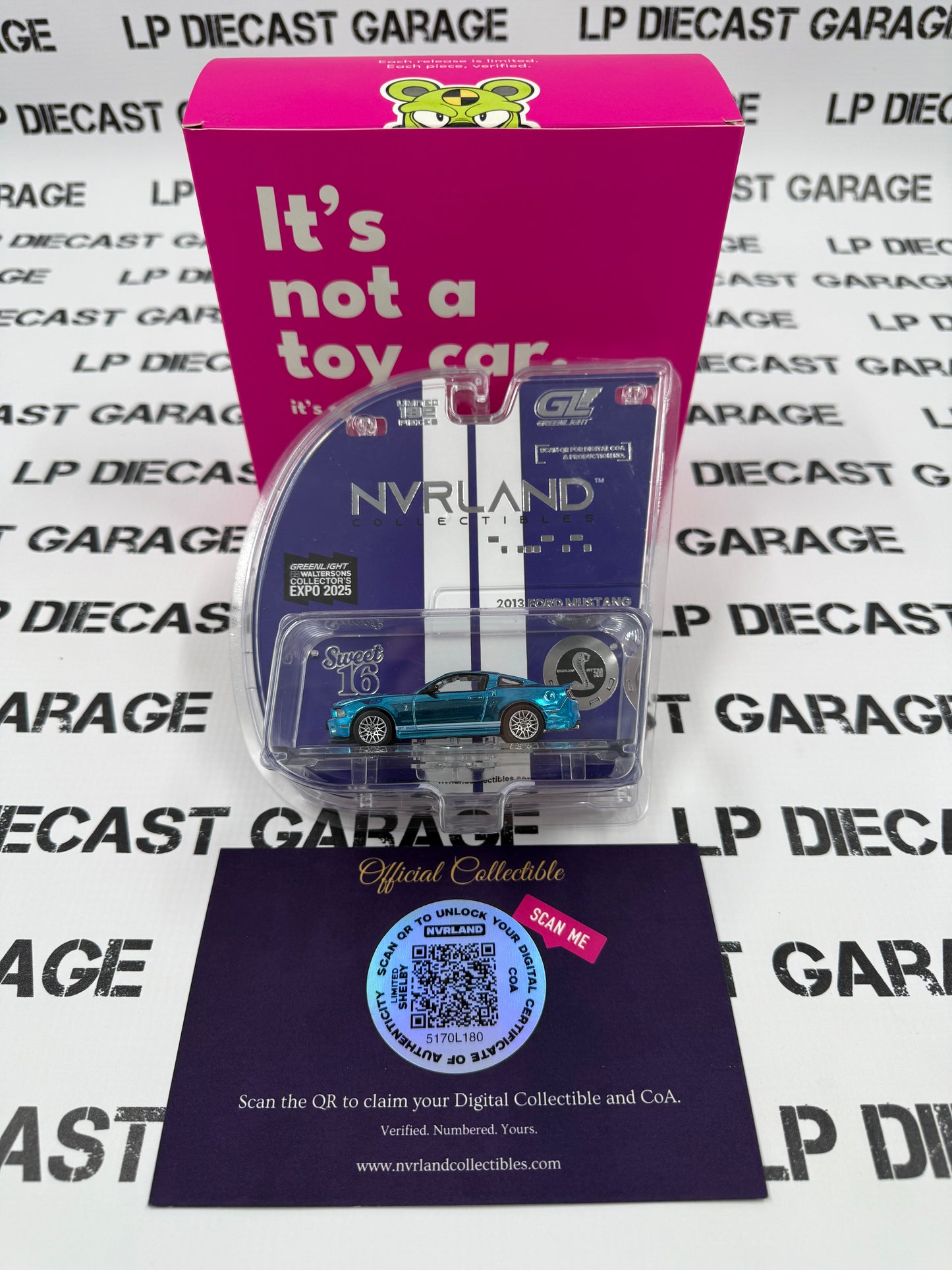 GREENLIGHT 2013 Ford Mustang GT500 Blue 1:64 Diecast 2025 Expo NVRLand Exclusive