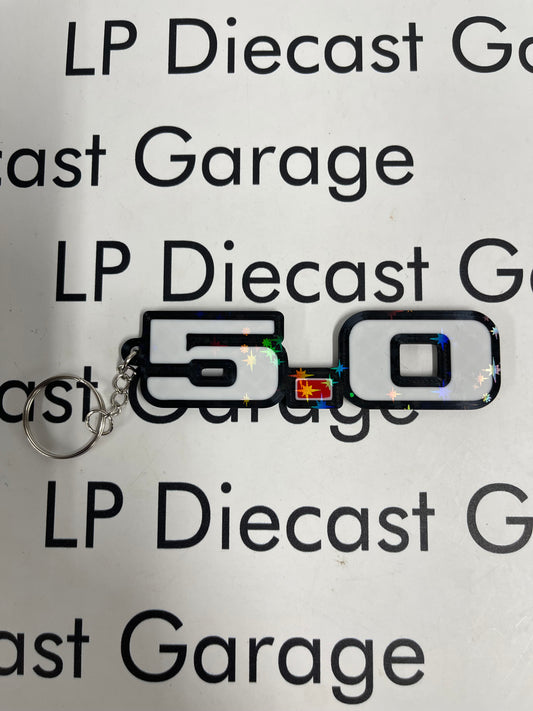3D Printed Customs Old Style 5.0 Badge Keychain NOT Diecast