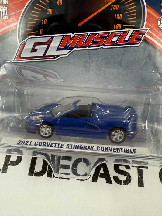 GREENLIGHT 2021 Chevrolet Corvette Stingray Blue 1:64 Diecast GL Muscle