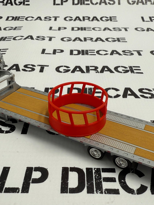 3D Printed Customs Red Round Bale Feeder for 1:64 Scale Diecast