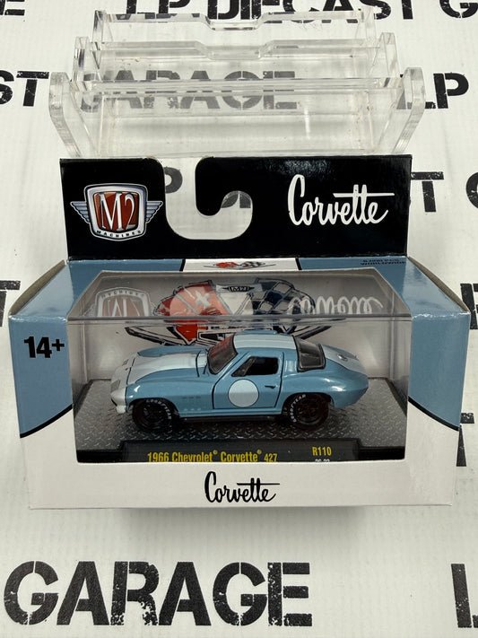 M2 1966 Chevrolet Corvette 427 Blue White 1:64 Diecast