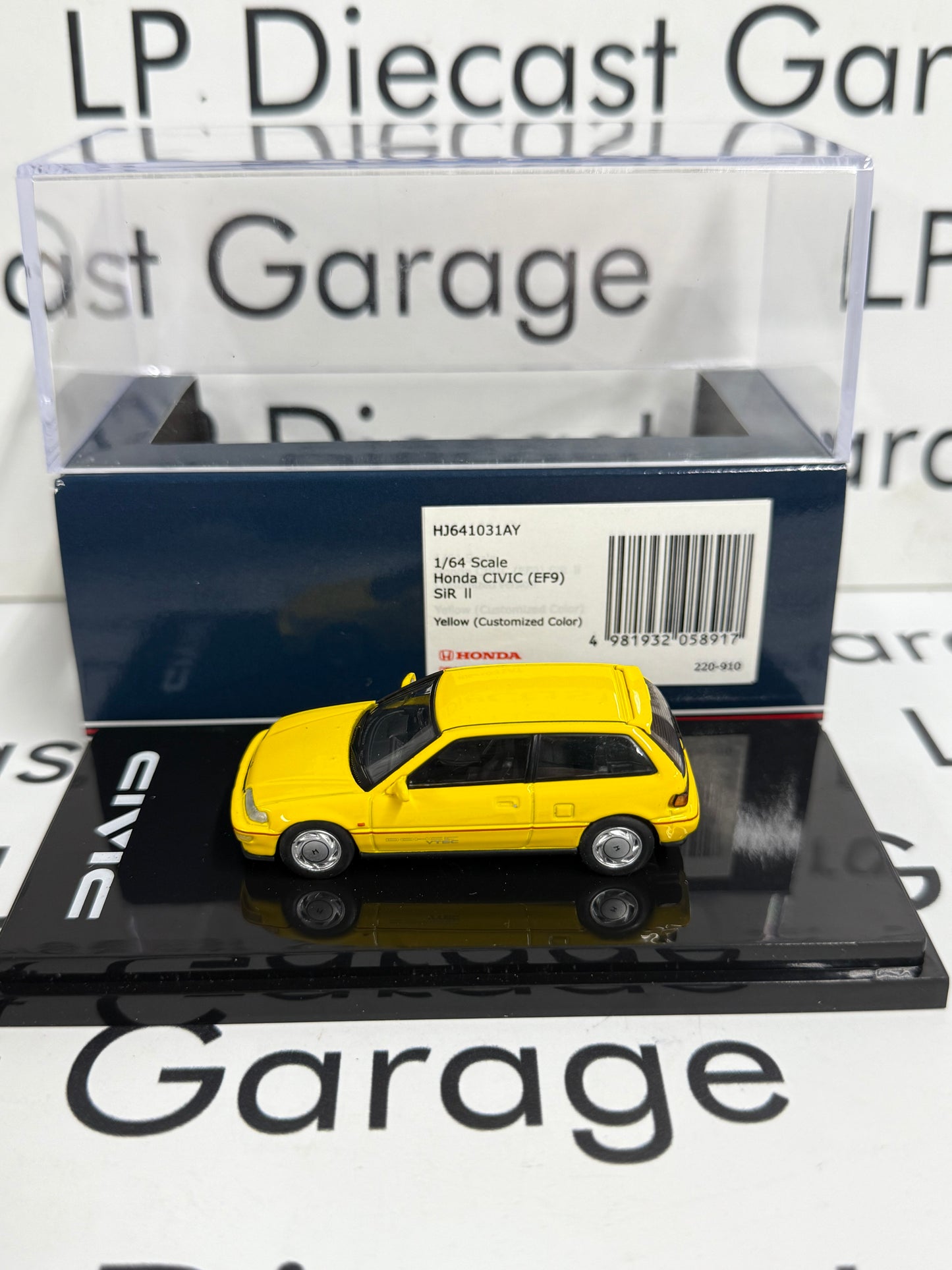 HOBBY JAPAN Honda Civic EF9 SIR II Yellow 1:64 Diecast